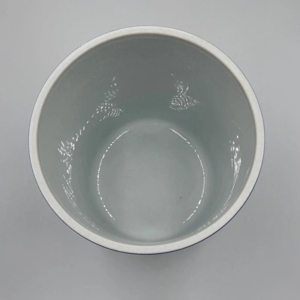 Pier 1 Mandarin Blue and White Floral Porcelain Canister with Lid 9.5